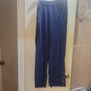 Denim&Co Navy Blue Linen Pants with Wood Button Detail